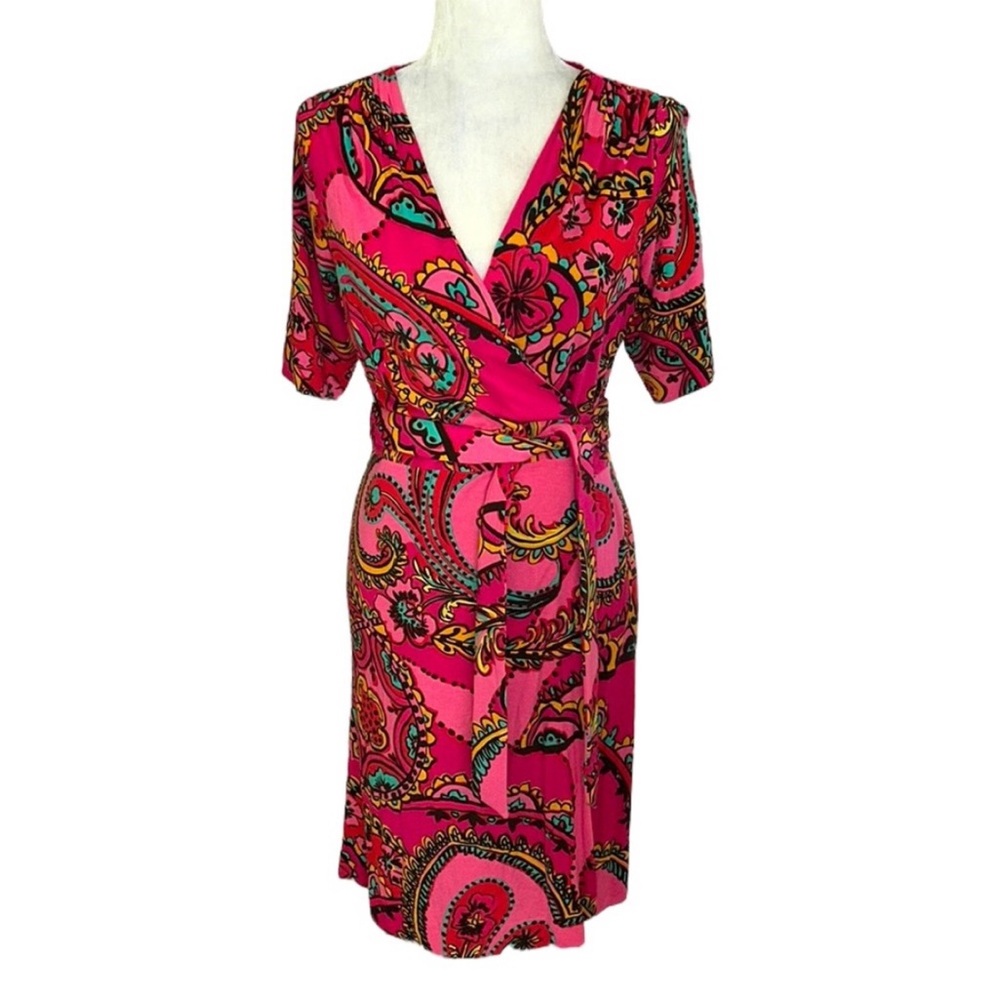 Lilly Pulitzer Pink Paisley Wrap Midi Dress